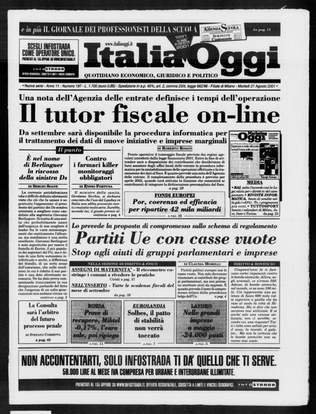 Italia oggi : quotidiano di economia finanza e politica